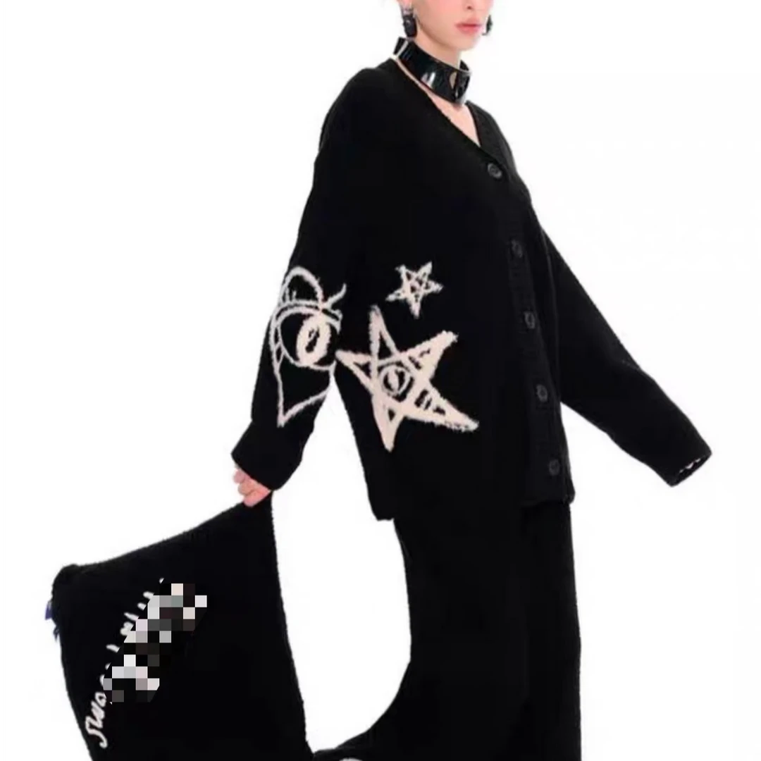 【WR家-星心念半边绒】 冬季新款针织半边绒保暖宽松家居服套装