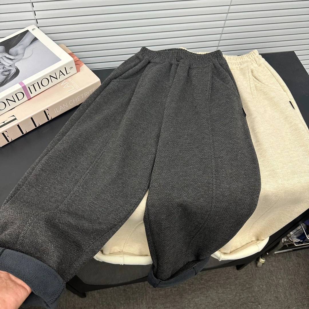 男童加绒休闲裤2024冬季新款儿童加厚一体绒休闲裤韩版长裤