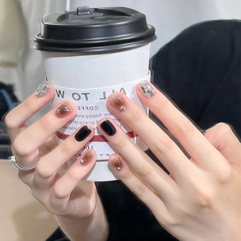 （短款）Z-846暗夜星空闪钻假指甲