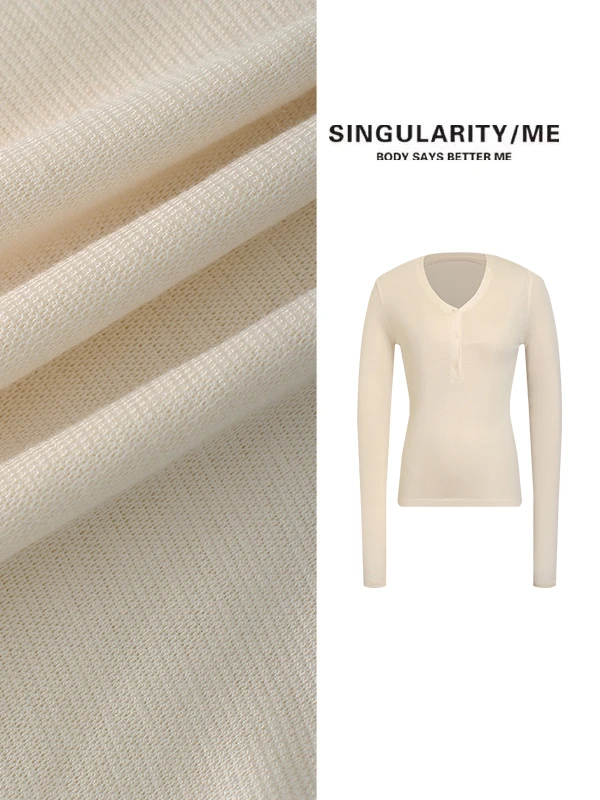 Singularity Me 7S 10027【锁骨神衣】深V领性感半套头开衫打底衫