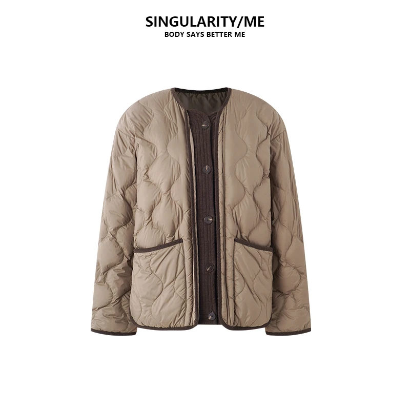 Singularity Me 11S 1130【马提尼橄榄绿】绗缝廓形针织拼接羽绒服