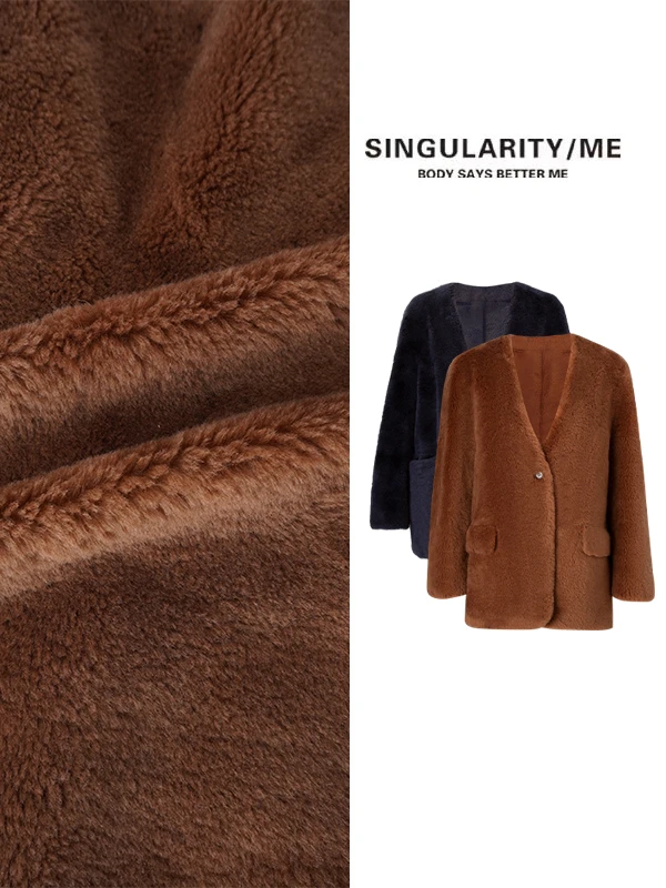 Singularity Me 10S 7106 极简宽松厚款毛毛羊毛麂皮绒一体外套