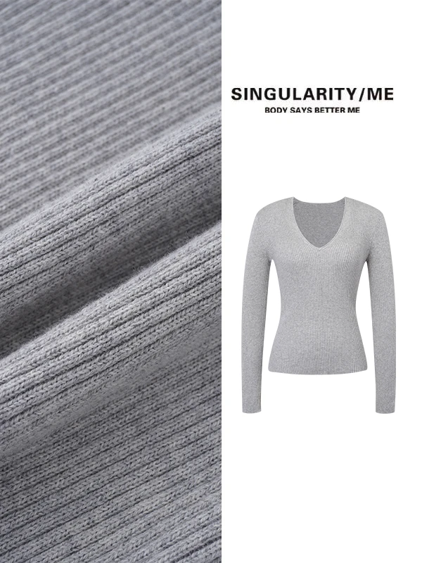 Singularity Me 11S 0047 V领针织坑条套头百搭针织衫