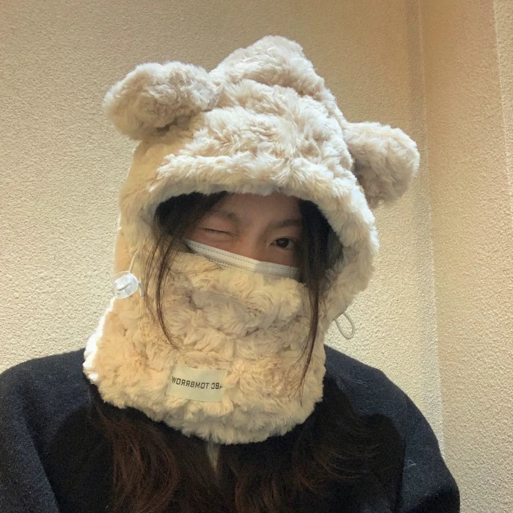 【方圆脸救星】毛绒帽子女秋冬毛茸茸防寒保暖帽子女冬季保暖加厚