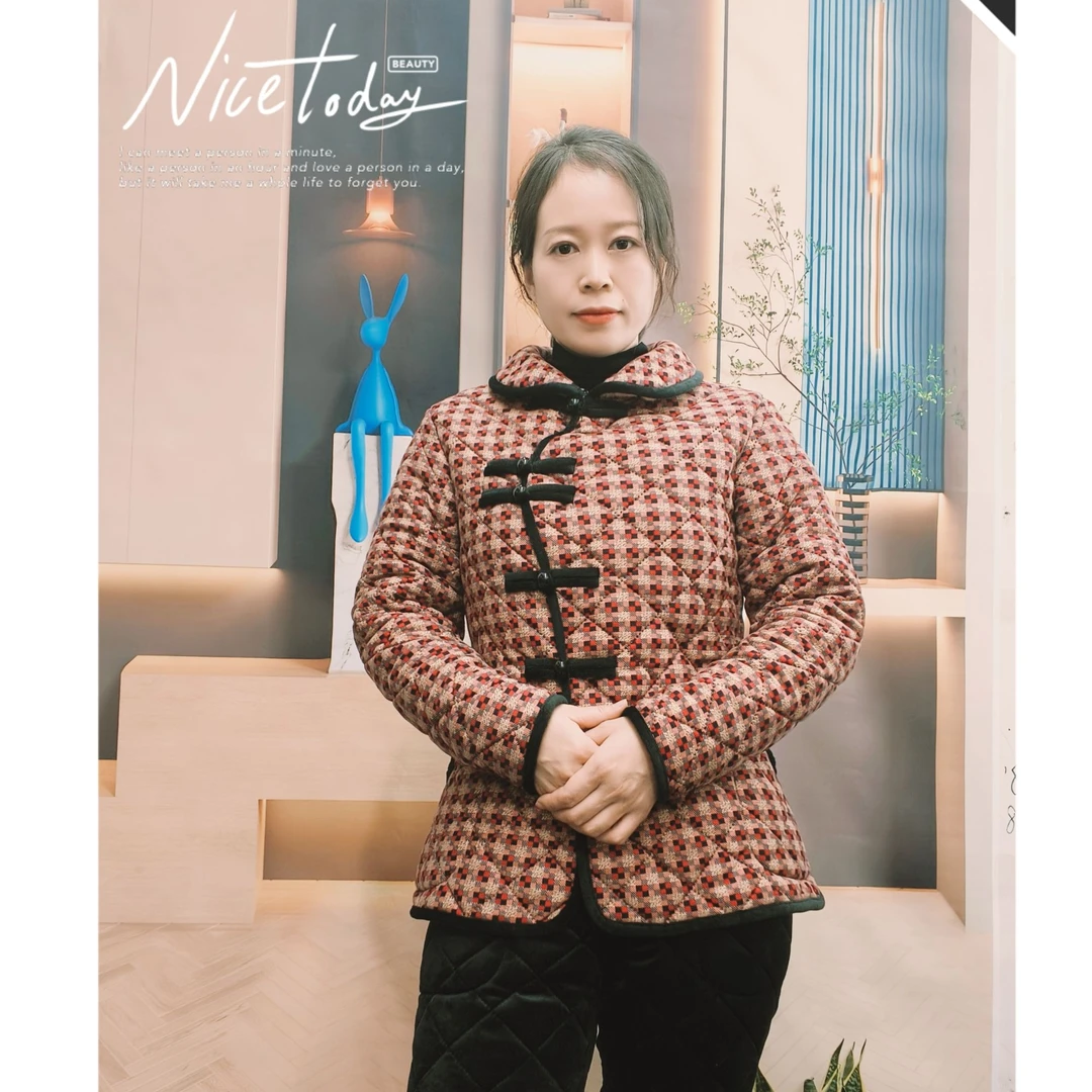 2024冬季国风小偏襟女款棉服修身套装