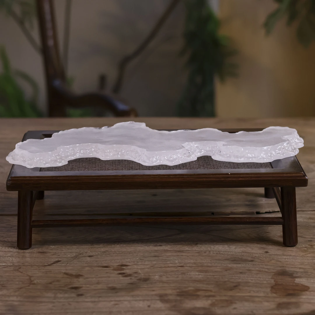 【陶珊居】 冰白色-树魂琉璃壶承长约34.5cm-宽10.5cm（琉璃S0226）