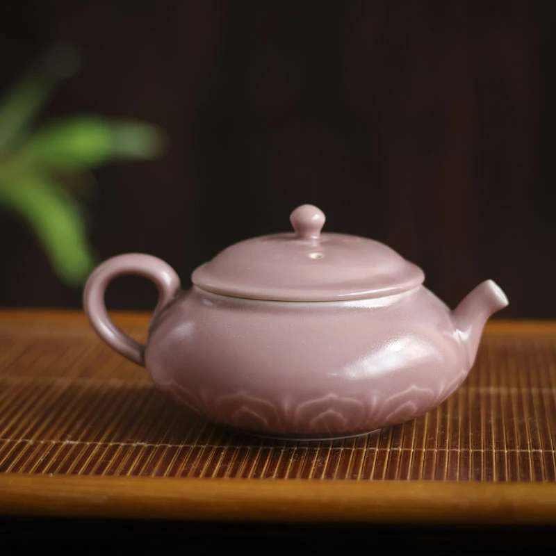 【陶珊居】 烟紫芭蕉扁壶（Q5410）