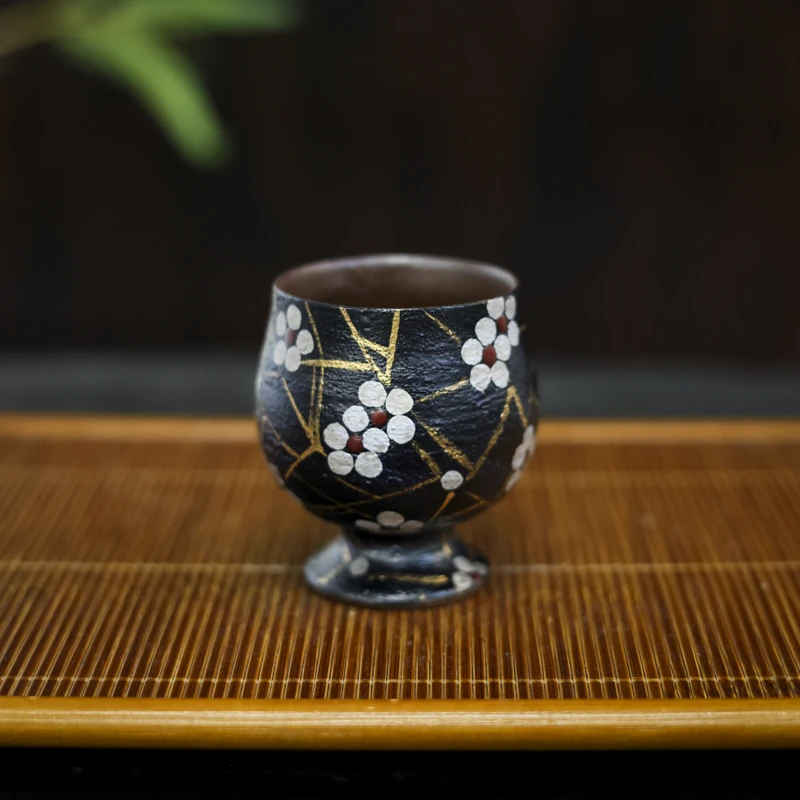 【陶珊居】 炼陶 冰梅纹-蕉白轩-高足杯-大小随机发一个（蕉白S0194）