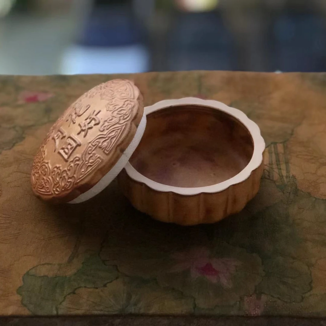 *【陶珊居】【陶珊居】陶瓷茶道器具茶叶罐花好月圆月饼茶叶罐手工陶