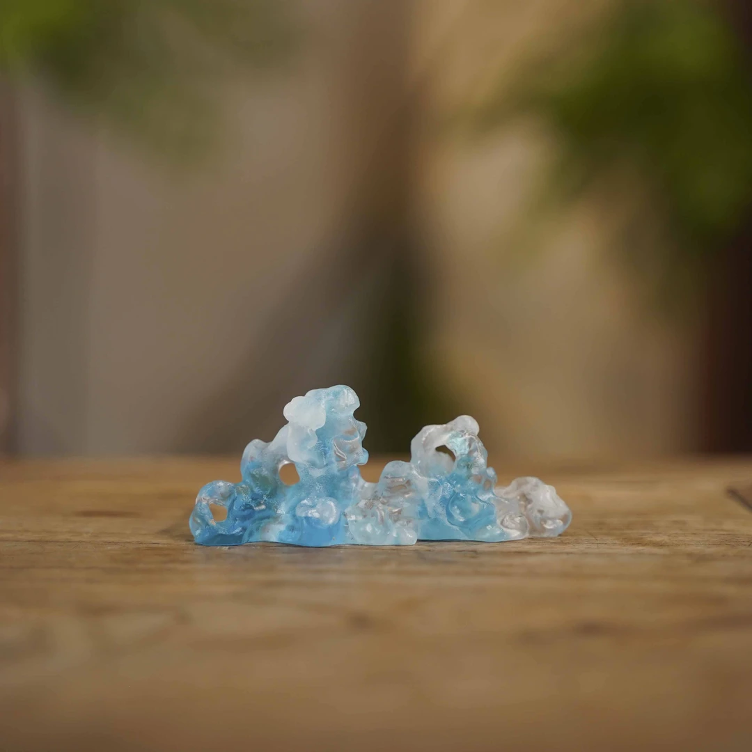 【陶珊居】 时来运转粉彩蓝-心缘堂琉璃-摆件（琉璃S0063）