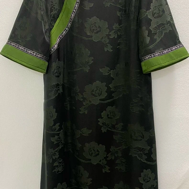 九儿家2024夏季新款新中式桑蚕丝香云纱连衣裙9195