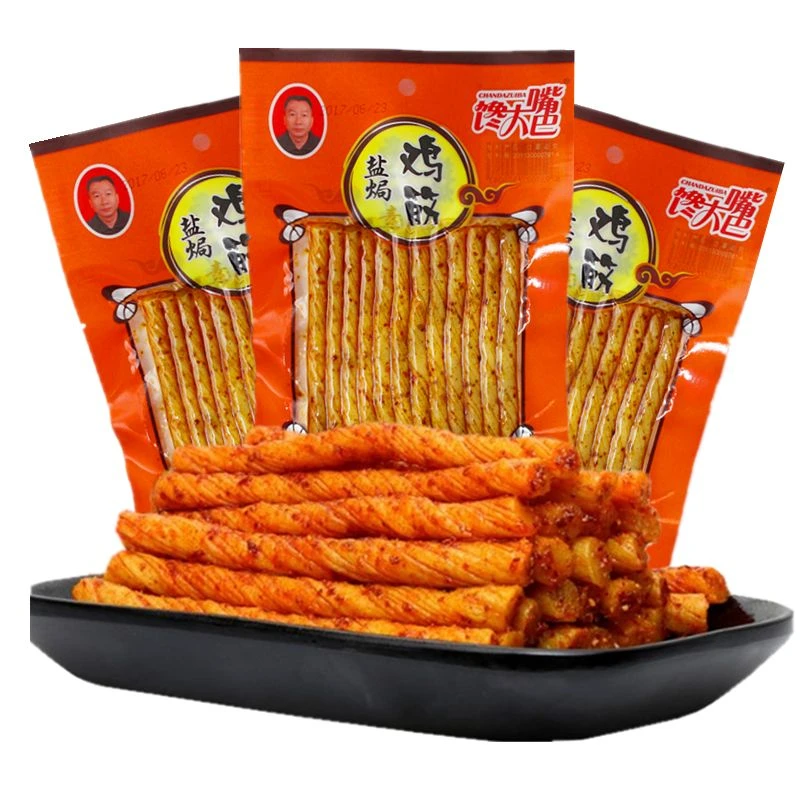 《包邮》馋大嘴巴 盐焗素鸡筋82g*4经典地道回味童年好吃嚼劲爽口