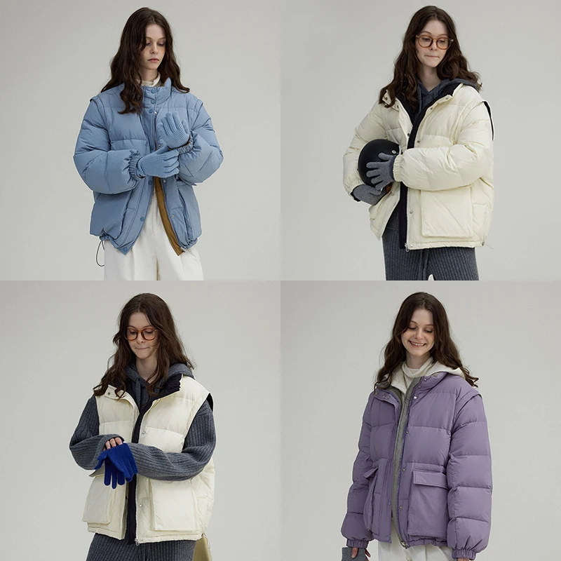 ®Letm奶油泡芙'一衣四穿高克重立领防风温暖袖子可拆卸保暖羽绒服