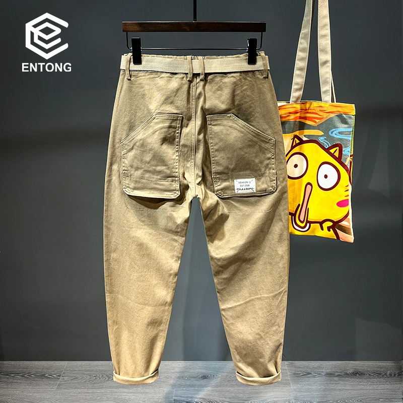 2024新款春秋机能工装裤男款潮牌弹力九分休闲裤宽松直筒九分裤子