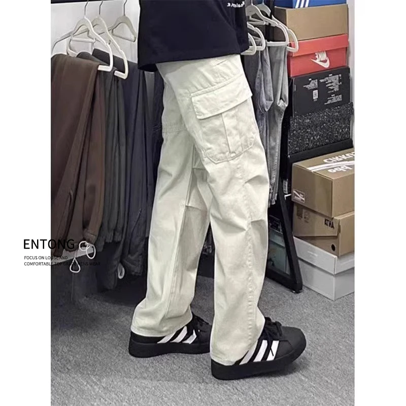 Entong雅丹风美式cleanfit伞兵裤男款大码伐木工装裤子直筒休闲裤