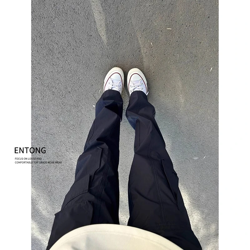 Entong美式复古速干裤男秋季薄款工装裤子宽松bf慵懒风三防尼龙裤