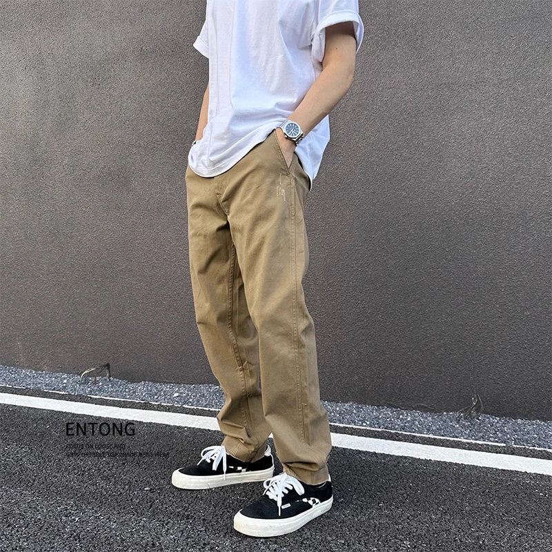 Entong轻奢高端牛仔裤男直筒宽松工装裤子男款美式休闲裤潮牌男裤