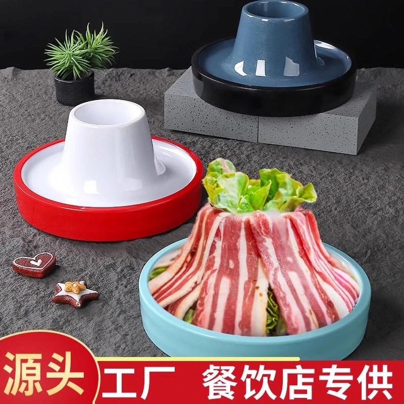 特色涮肉摆盘和牛寿喜烧盘子创意烤肉雪花火山牛肉火锅店密胺餐具