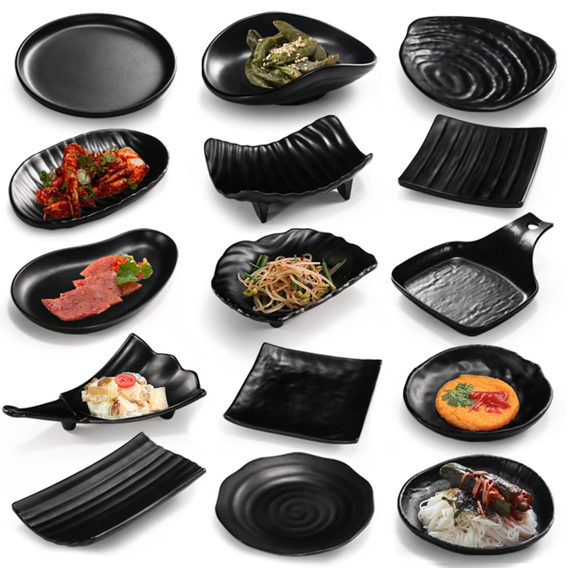 密胺黑色创意餐厅烧烤小菜碟ktv小吃碟子小菜盘子酒吧凉菜碟商用
