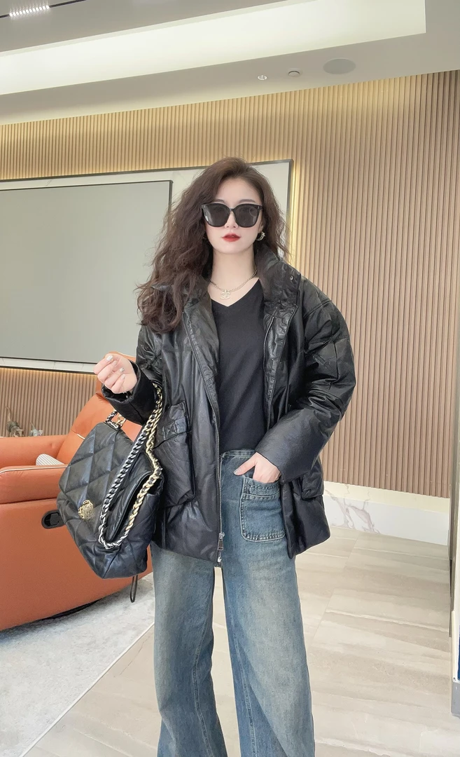 2025-网红宽松气质百搭休闲款白鹅绒短款纯色皮皮羽绒服女-6606