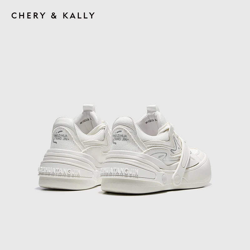 CHERY KALLY女士运动鞋真皮小白鞋潮流潮鞋增高系带厚底961XB3038