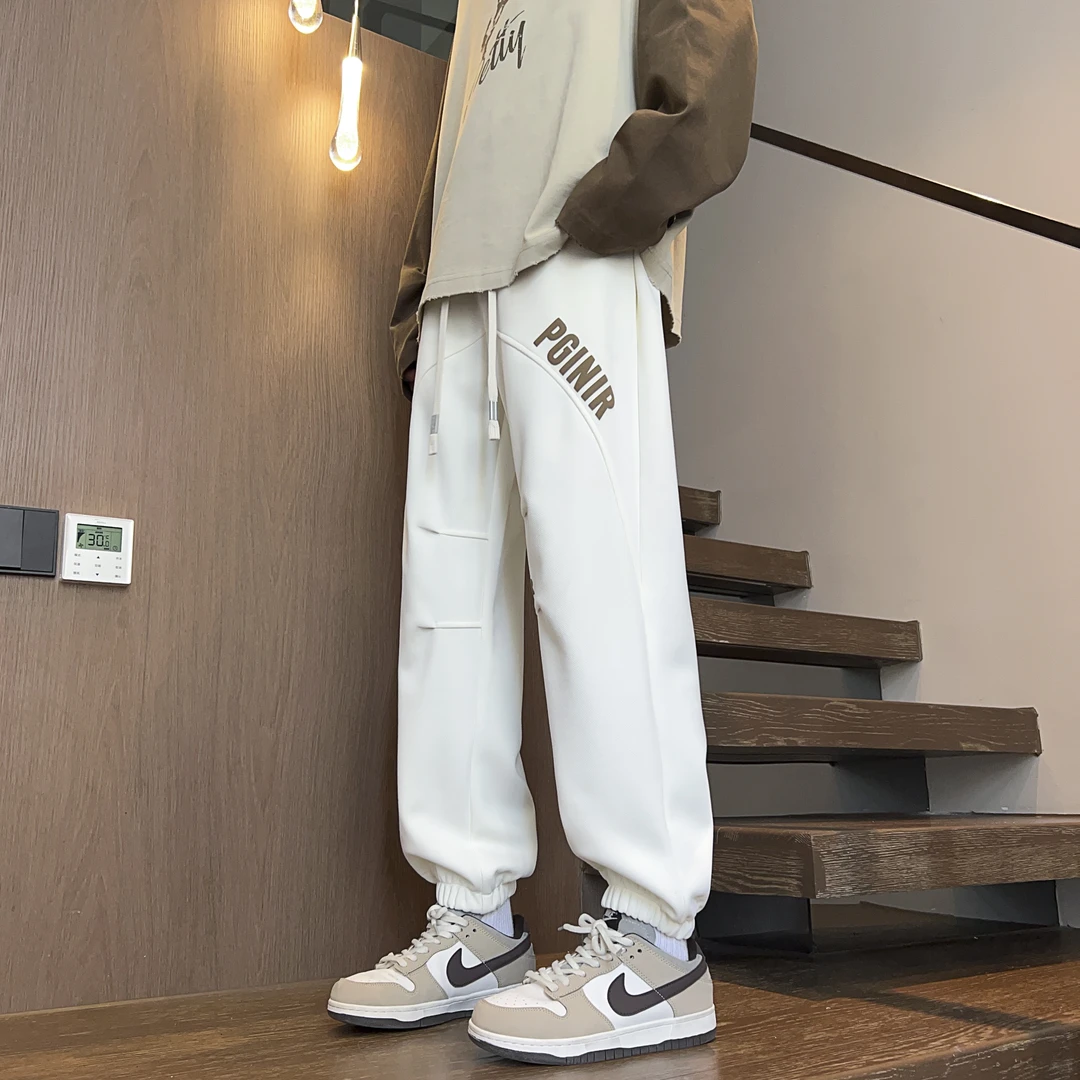 裤子男款春季2024年新款束脚卫裤工装宽松男士美式运动休闲长裤潮