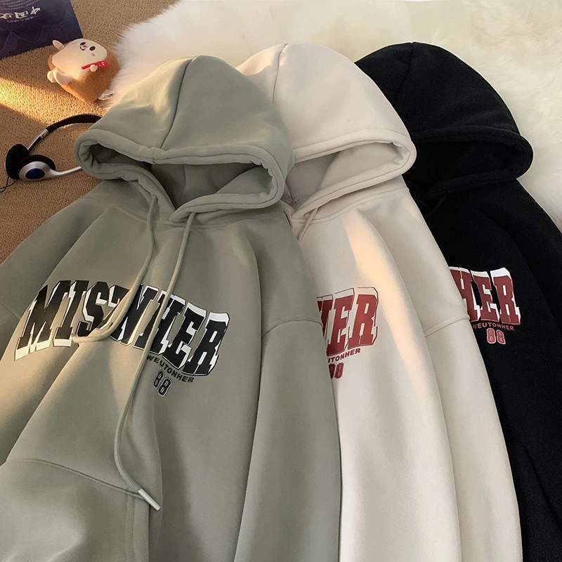 秋冬连帽卫衣男春秋潮牌百搭重磅美式青少年oversize上衣外套宽松