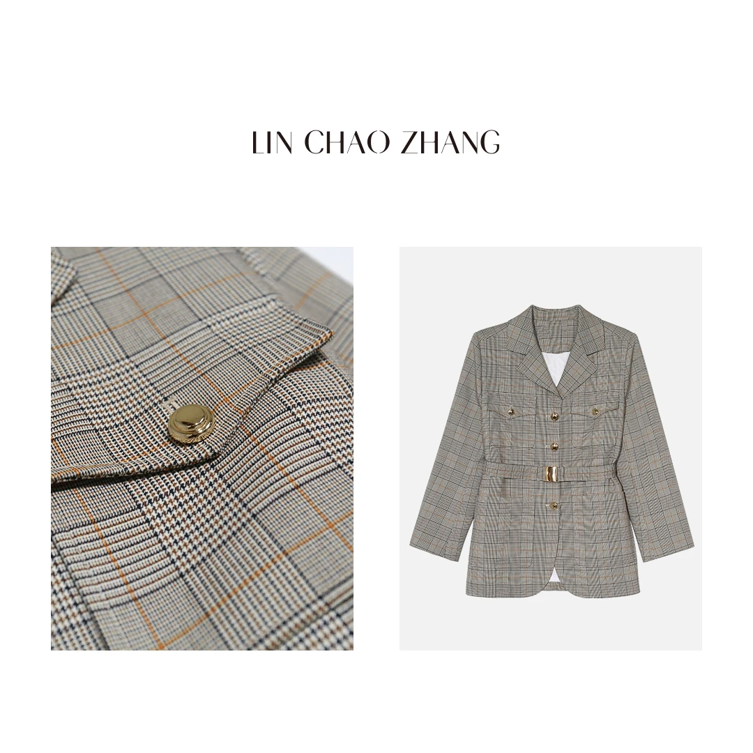 【金扣西装】千鸟格绗棉西装连衣裙 LL230253【现货】