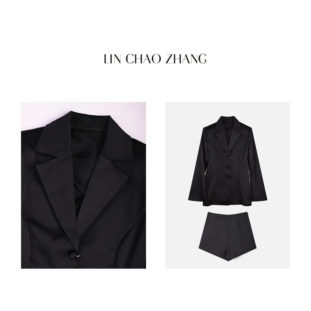 【戴妃紫水晶】长款西装连衣裙+短裤套装 LW220709 LK230063