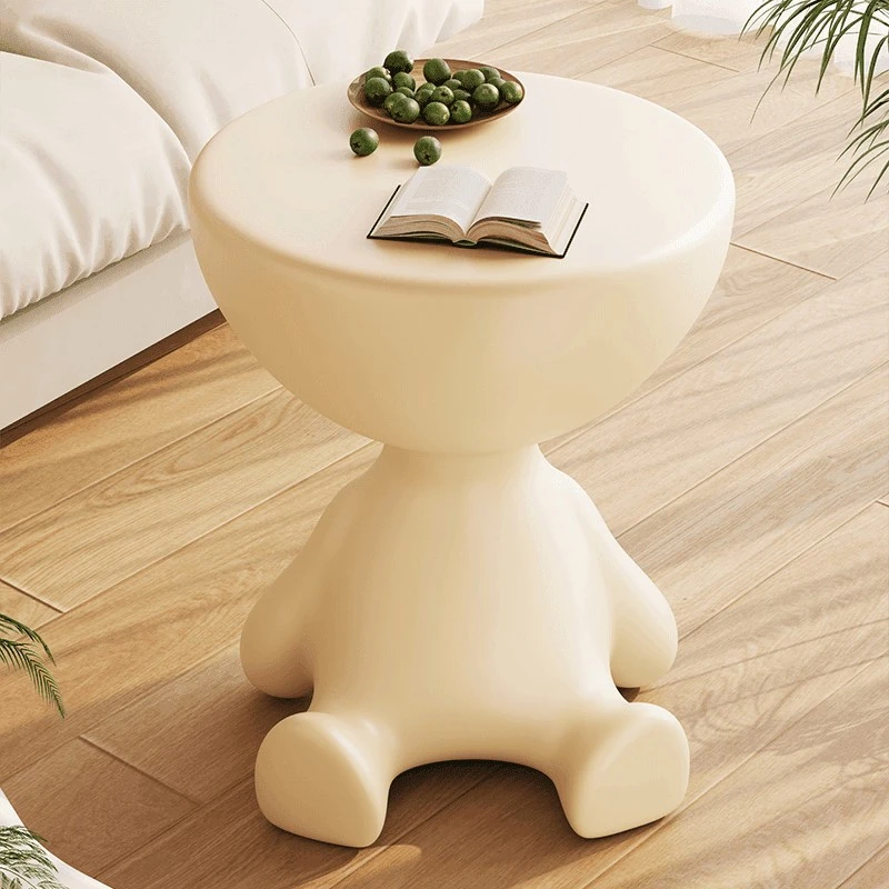 奶油风床头柜网红小熊收纳茶几小户型家用沙发边几卧室塑料边桌