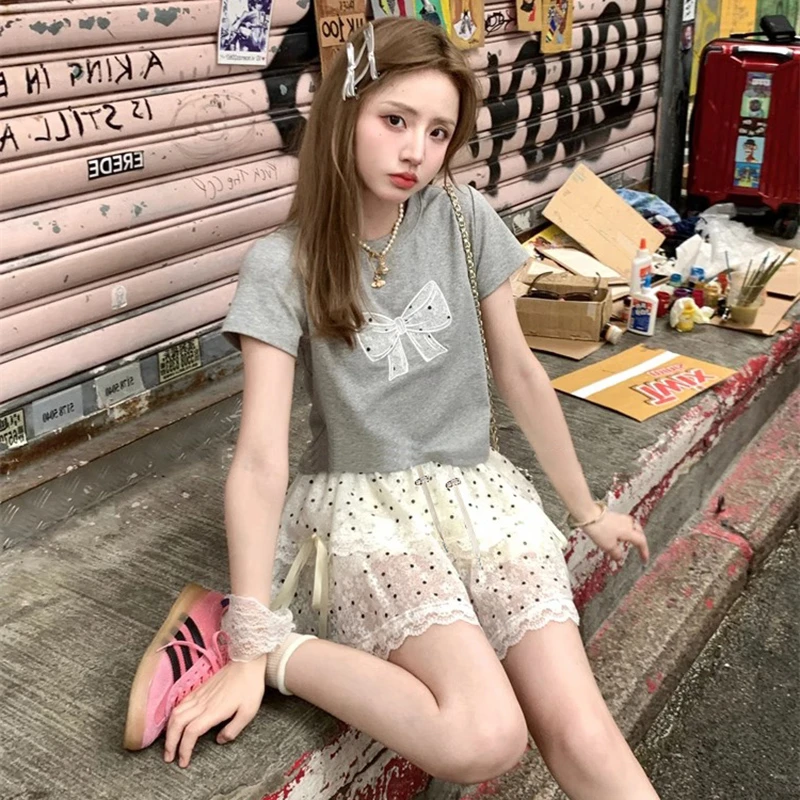 【半裙】孕妇爆款蕾丝蝴蝶结半身裙套装女白色显瘦减龄