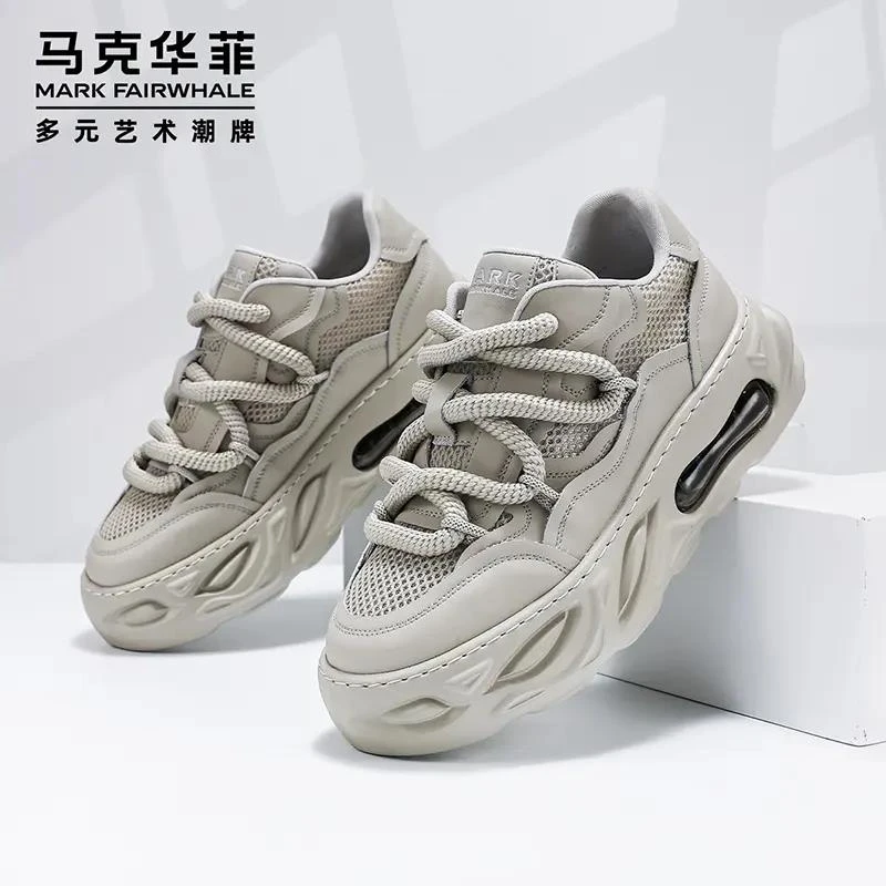 马克华菲透气网鞋男士休闲板鞋男鞋春季运动老爹鞋男2024新款高端