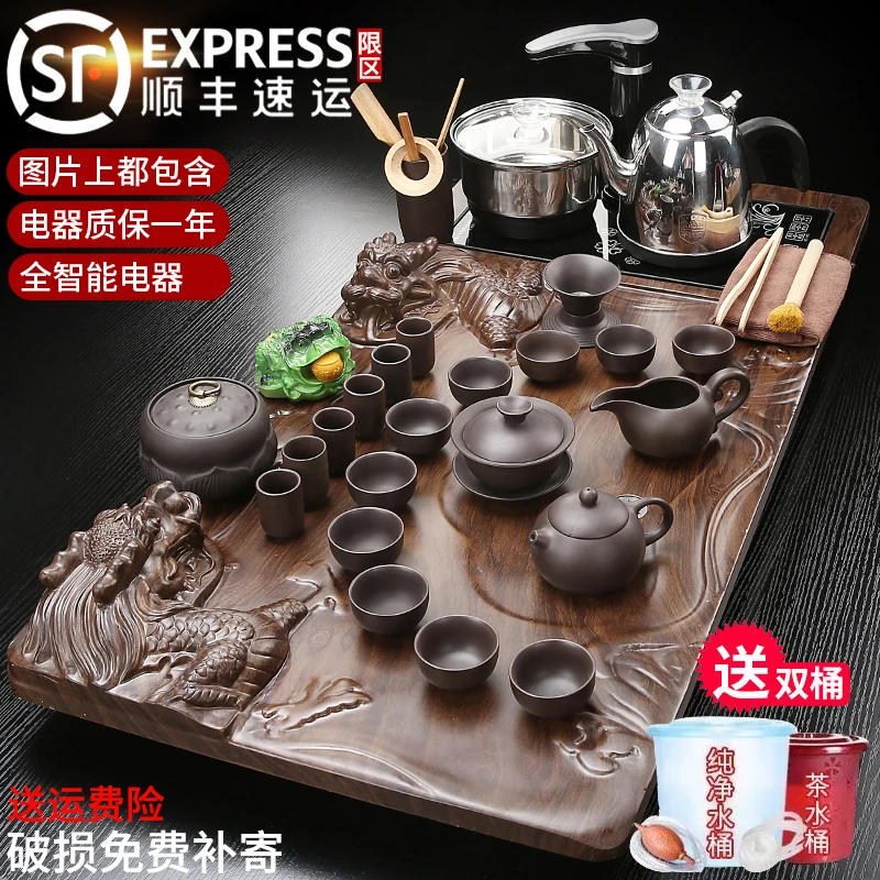 家用功夫茶具整套装茶台紫砂中式客厅一体茶盘茶具茶台一整套