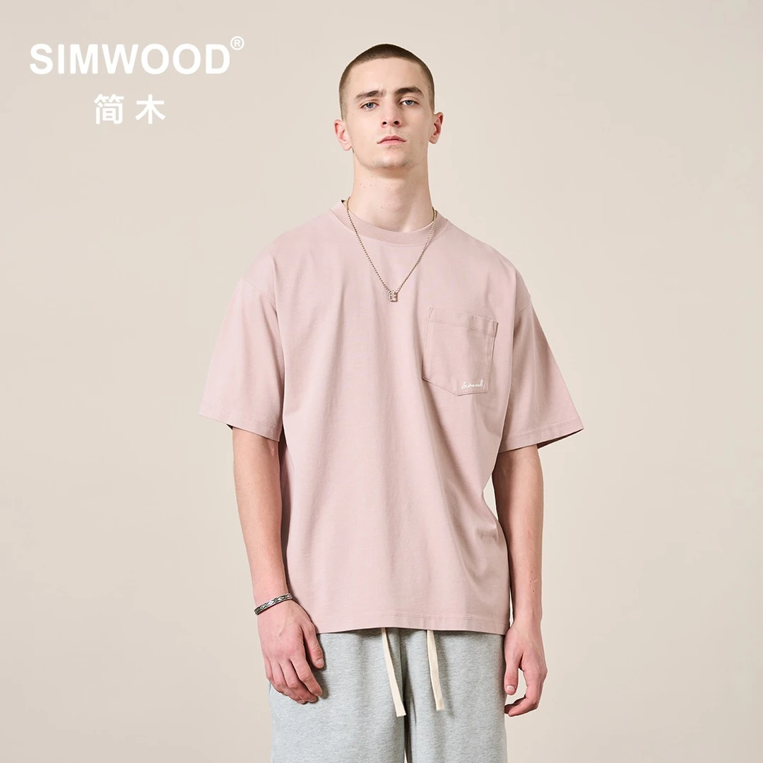 SIMWOOD/简木丹宁【超宽松版型】310g工装口袋短袖T恤SL210455