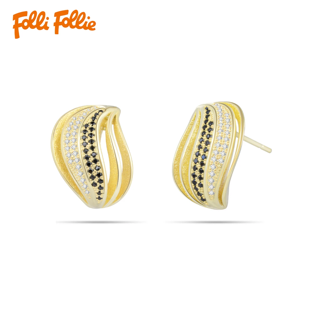 follifollie 925银合成锆石耳饰 【专柜同款】原创沙丘星尘珠宝耳环