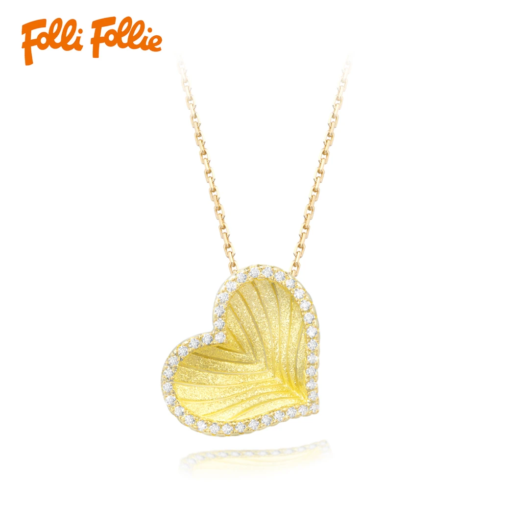 follifollie 坠链均925银合成锆石 【新品体验，专柜同款】爱心项链