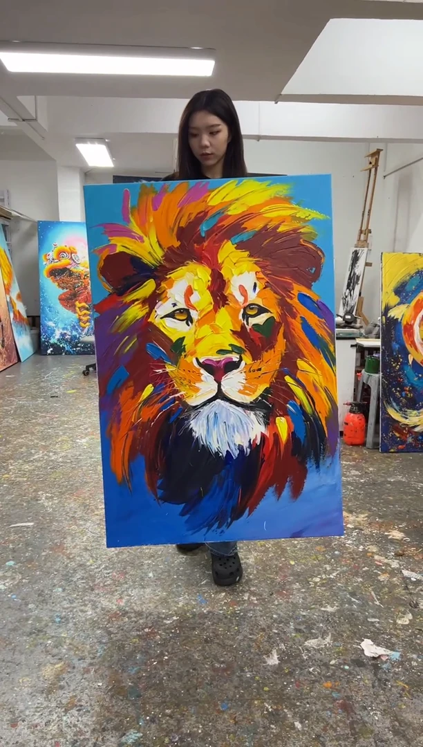 【闪购商品】绘画丫丫刮刀雄狮不加框