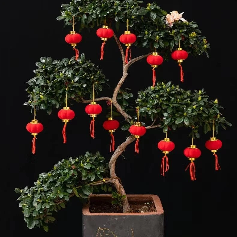 植绒小灯笼挂饰树上室内结婚灯笼客厅场景布置盆景挂件装扮小灯笼