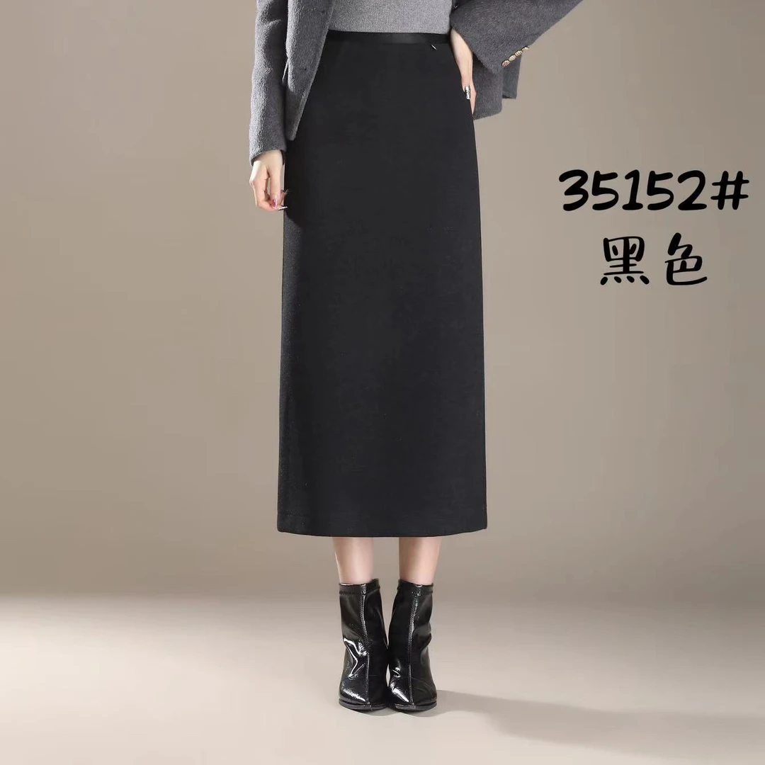 百搭半裙2024冬季新款舒适松紧腰气质显瘦半身裙