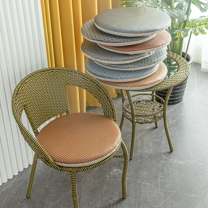 夏季圆形坐垫凉席可拆洗藤椅坐垫圆凳子椅子垫纯色防滑可坐地垫