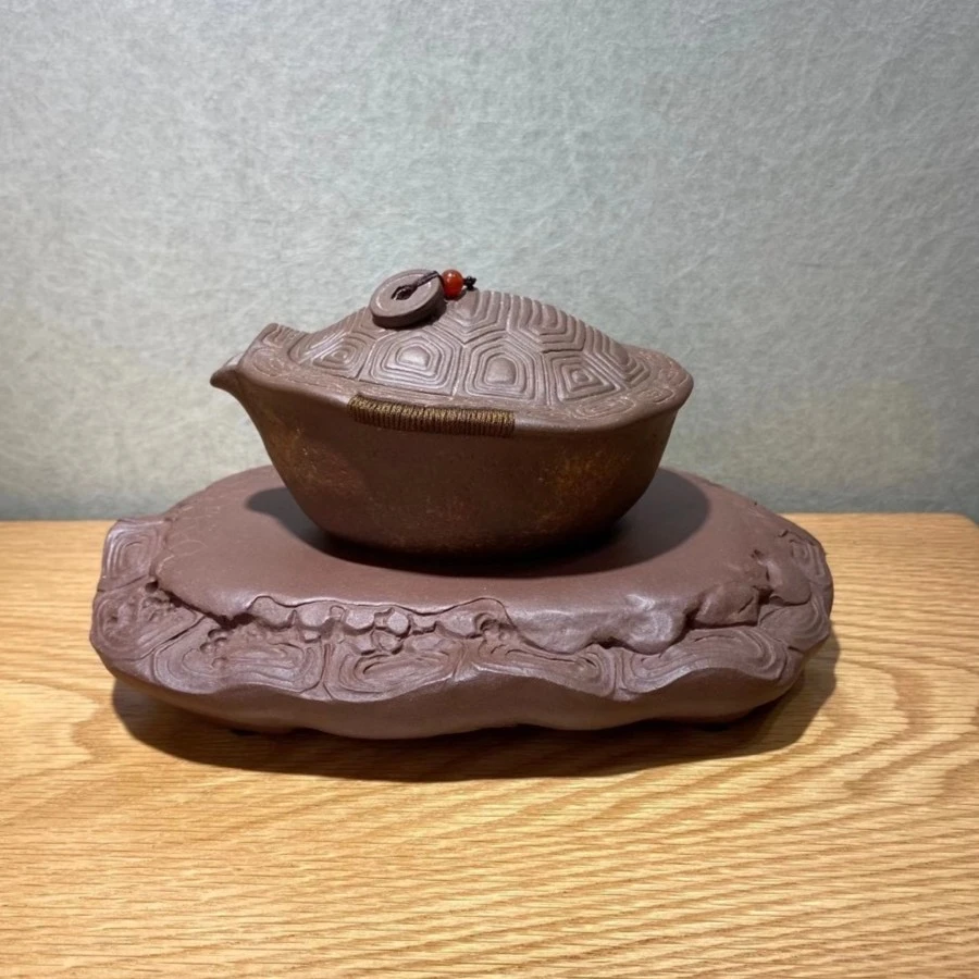壶尔摩斯 张月之作 富甲一方壶承 原矿老紫泥  全手工 干泡泡盘