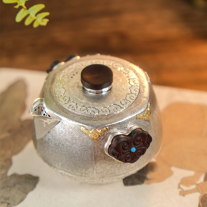 壶尔摩斯《风云六方》茶壶单个精美家用足银999全手工125g容量200cc