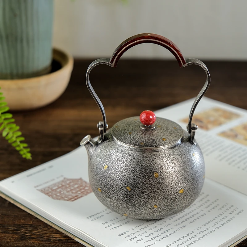 壶尔摩斯《侘寂风月》提梁壶银壶足银999全手工煮水壶容量700cc310g