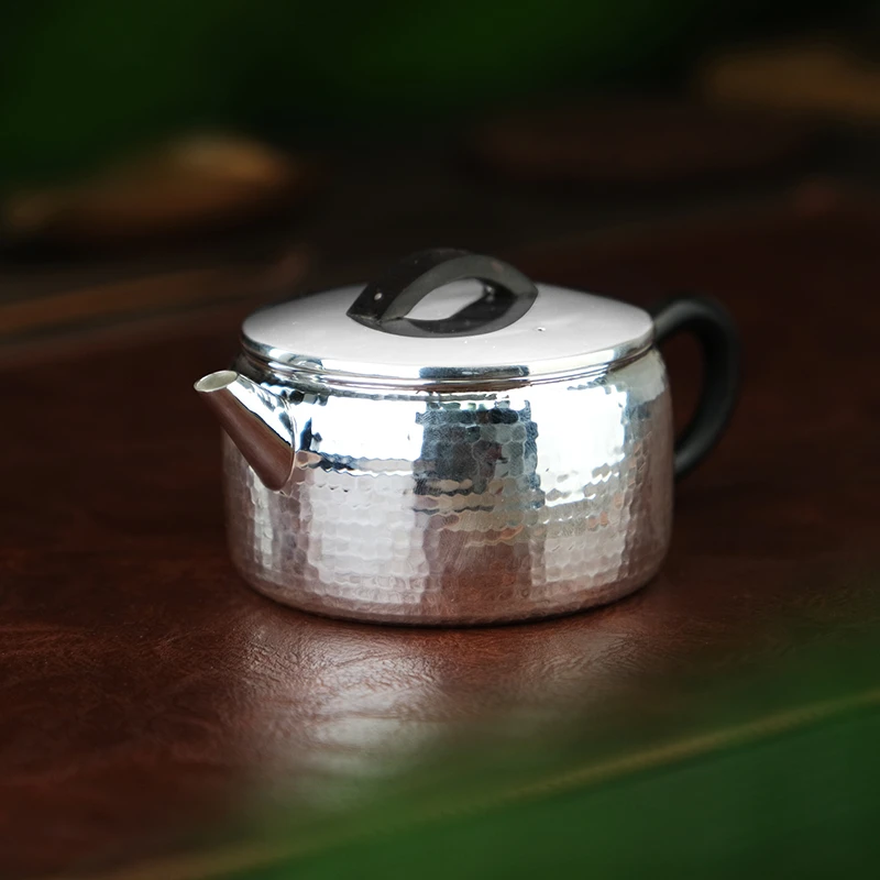 壶尔摩斯《汉瓦》锤纹足银999全手工茶壶茶具一张打大容量220cc中式