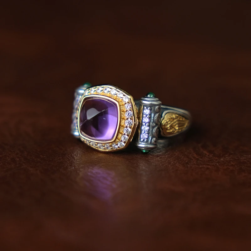 壶尔摩斯《糖塔》摆件茶宠戒指全手工紫睡觉可佩戴开口调节约8.5g