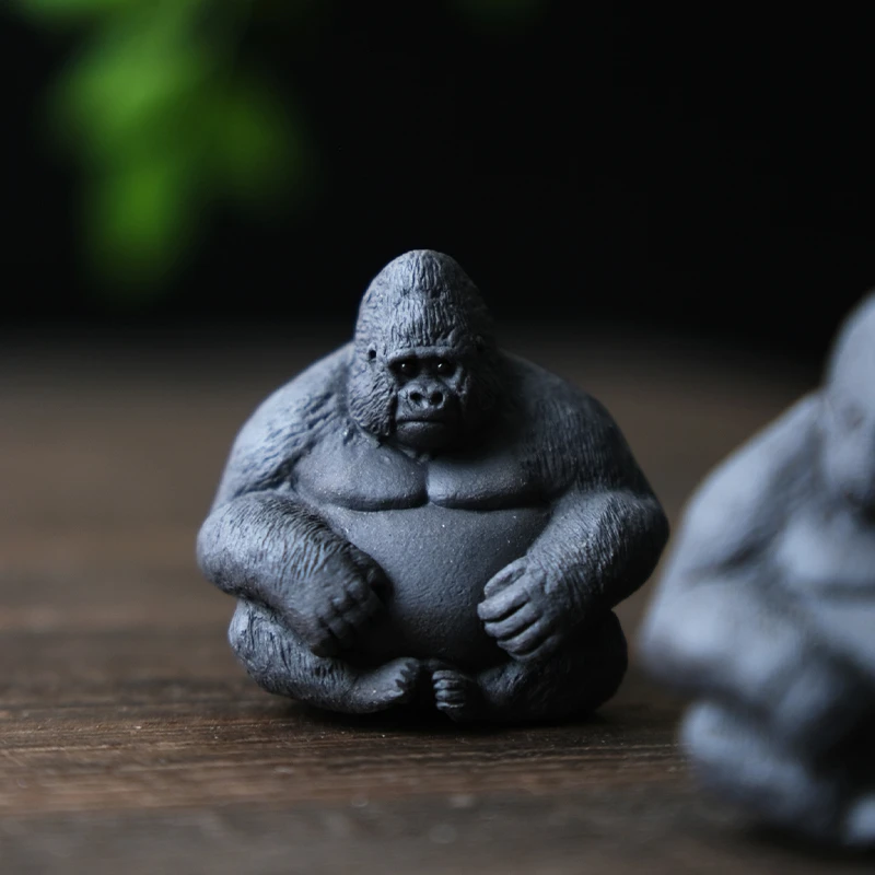 壶尔摩斯迷你动物园系列《黑金刚》小猩猩工艺茶宠摆件创意手工茶具