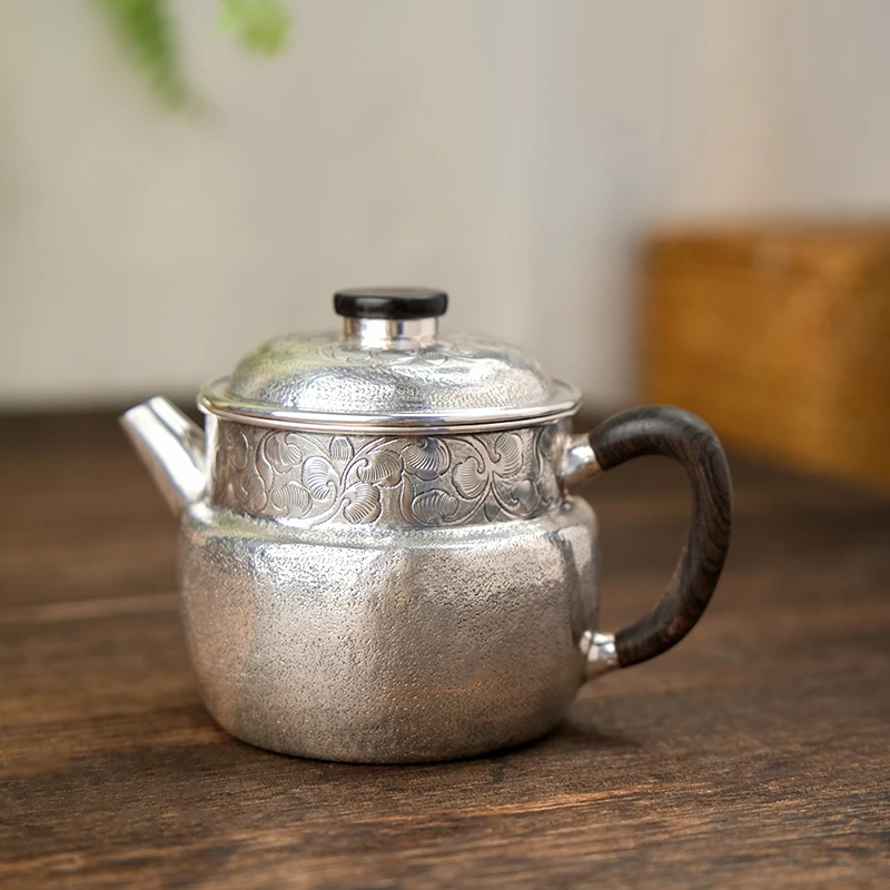 壶尔摩斯《繁花繁花》茶壶单个全手工茶具茶壶纯银999纯手工