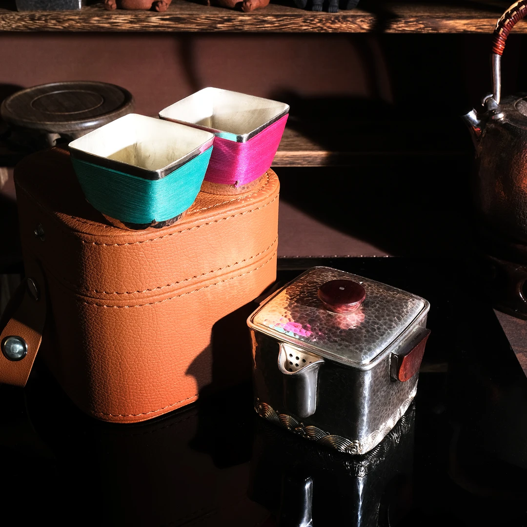 壶尔摩斯《海阔大方升》套组一壶两杯便携出差户外纯手工壶 足银999