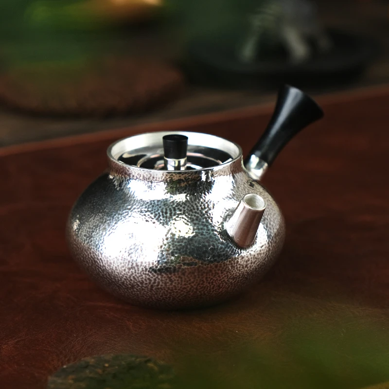 壶尔摩斯《飘逸侧把银壶》茶壶足银999全手工泡茶壶约110g180cc