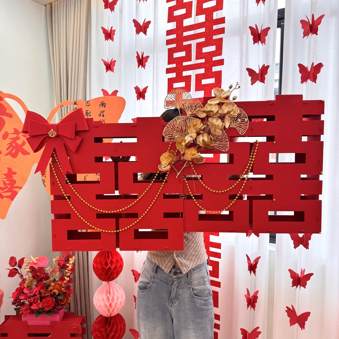 结婚立体双喜喜字摆件婚礼新房客厅装饰婚房装饰布置大囍婚庆用品